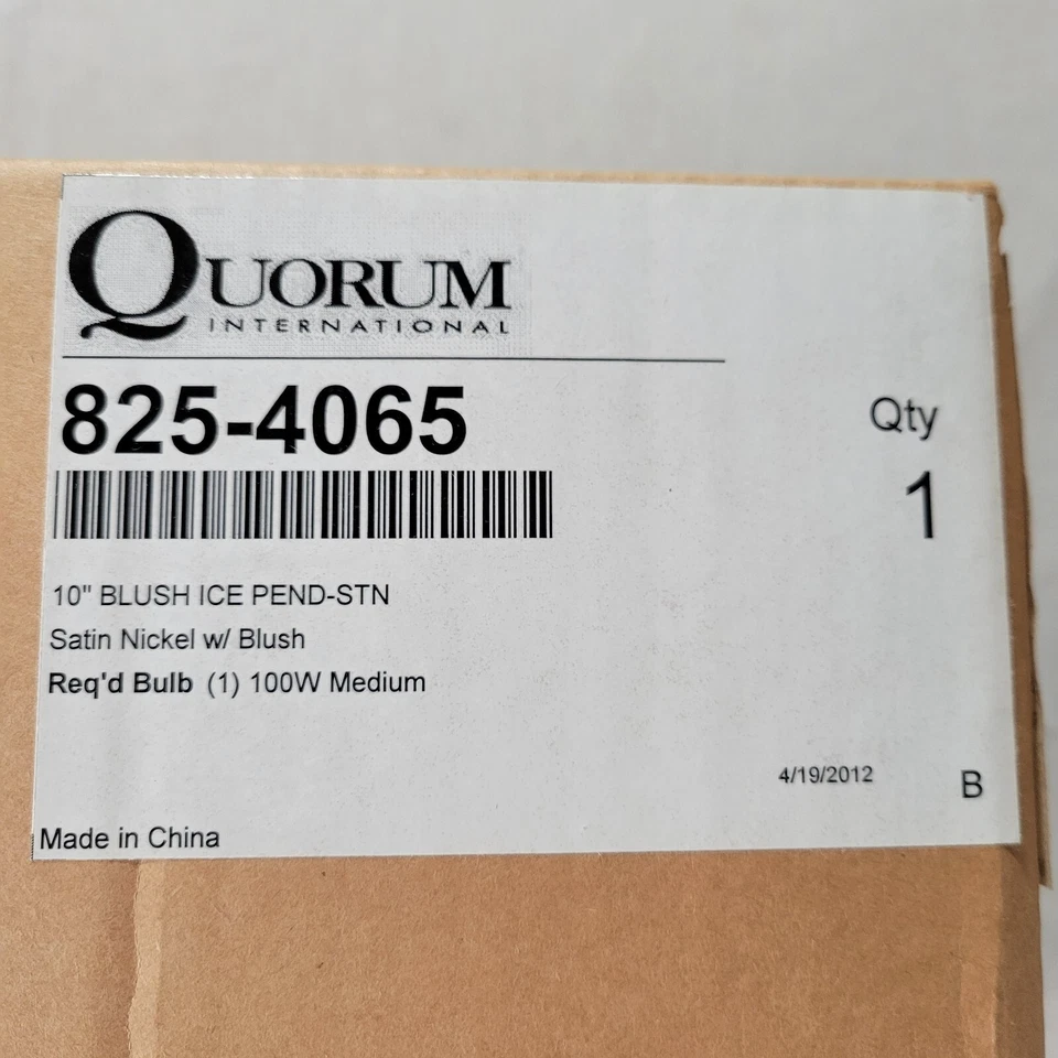 Quorum 825-4065 1 Luz Rubor Hielo Colgante Níquel Satinado 10" X 5,25" Foto 3 de 3