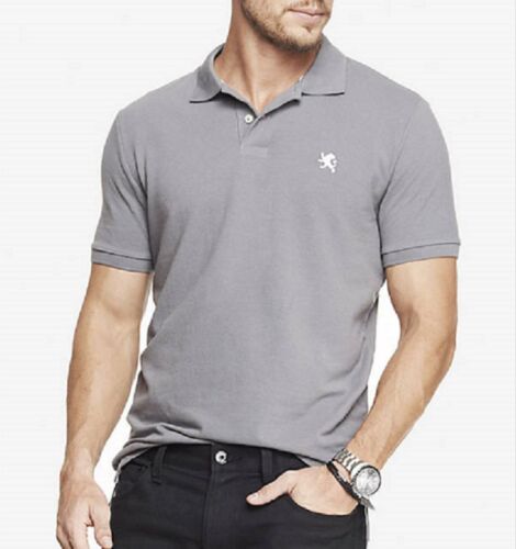 NWT【 M 】Express Men's Modern Fit Small Lion Logo Pique Polo Shirt GRAY - Picture 1 of 3