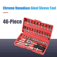 46 Pieces Bit Socket Set Metric and Extension Bar for Auto Repairing & Household