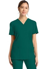 Cherokee Achieve Women's 2-Pocket V-Neck Top CK832 HUNN Hunter Free Ship