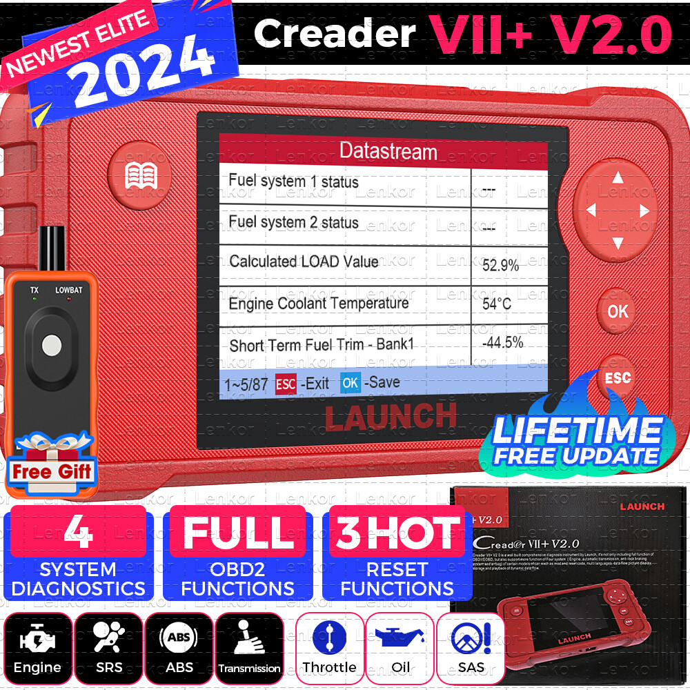 Genuine LAUNCH X431 Creader VII+ 7 Plus Code Reader OBDII Scanner ABS SRS Engine-image