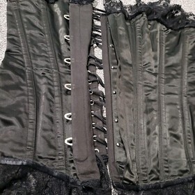 Corset Lingerie Womens 28" Black With Lace Up Boned Shaper Top