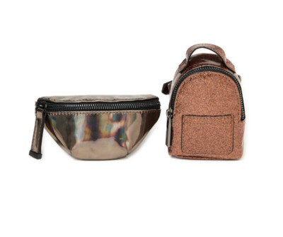 fanny pack or mini backpack No Boundaries Women's Mini Backpack Fanny Pack 2-Piece Gift Set Copper Blak
