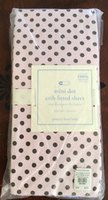 Pottery Barn Baby Pin Dot Crib Fitted Sheet 100 Organic Cotton Pink/ Black NWT