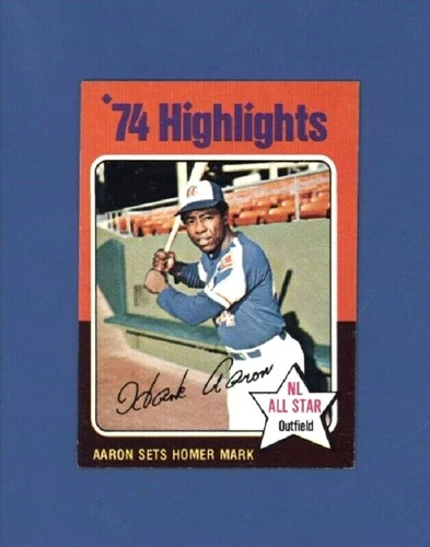 1975 Topps Mini HANK AARON #1 NM+ Atlanta Braves HOF *1974 Season Highlights* 