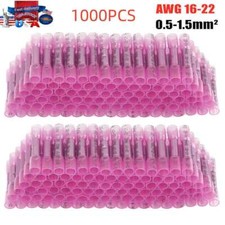 1000PCS 22-16AWG Heat Shrink Butt Wire Splice Connectors Seal Crimp Terminals US