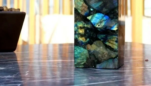 Dispensador de jabón de piedra labradorita elegancia encantadora de 5" para decoración del hogar de lujo - Imagen 2 de 7