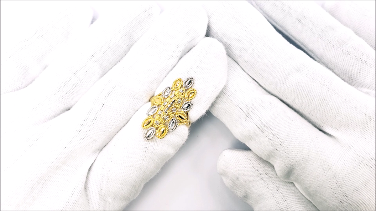 22K Solid Yellow White Gold Ring Genuine Hallmarked 916