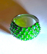 925 CLUSTER GREEN STONES STERLING SILVER RING SIZE 9 1/2 WEIGHT 7 K