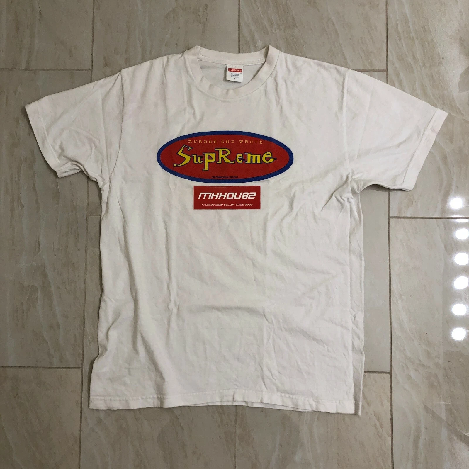 T shirt vintage Supreme Murder She Wrote blanc automne hiver 2014 FW14 taille L
