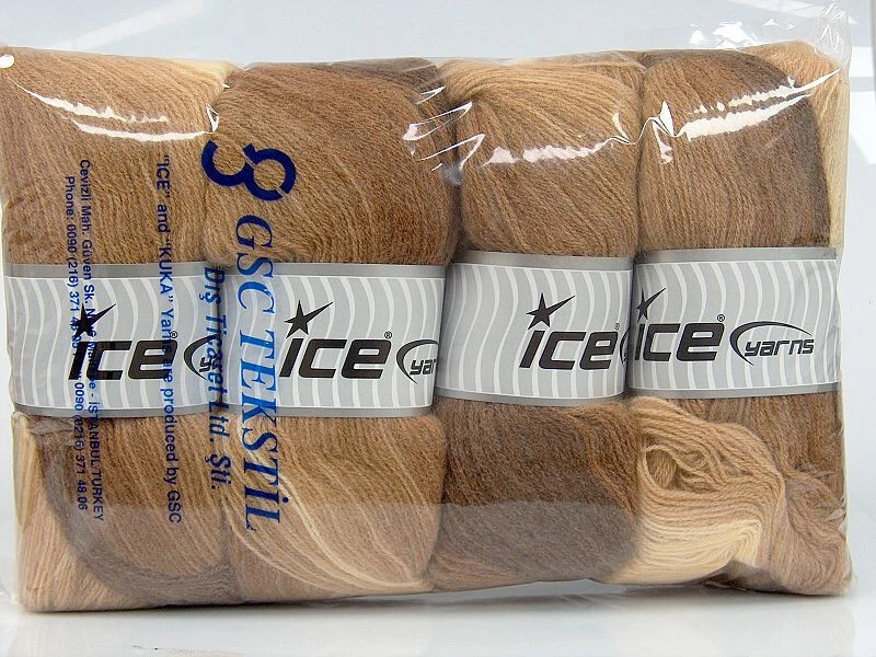 Lote de 4 hilos Angora Batik lana fina 4x100g/550m marrón claro tonos crudos Foto 4 de 4