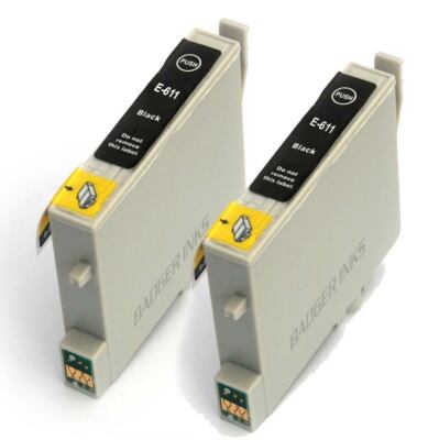 2x schwarze kompatible (Nicht-OEM) Drucker Tintenpatronen zu ersetzen T0611