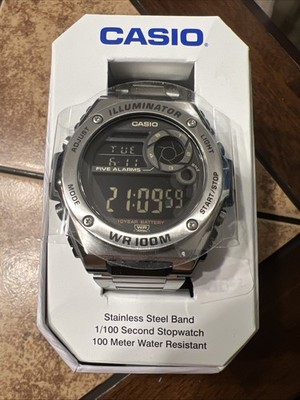Casio MWD-100H Digital Watch Stainless, 100M Water Resistance, Silver