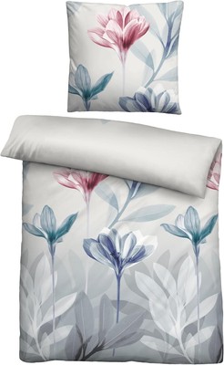 Biberna Bettwäsche Blume Seersucker 1 x 80x80 + 1 x 135x200/155x220 cm (0025008)