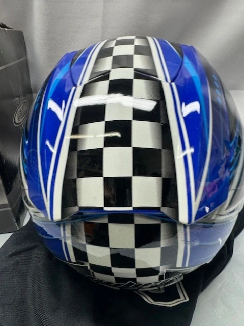 Cyber Helmet Moto/Racer Grande US-95 Casco Completo-Medio-Gráfico Azul/Negro Foto 2 de 4