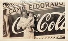 New ListingVintage 1930s Woman Holding Baby Coca Cola Sign Snapshot Photo Camp Eldorado