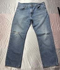 Levi's 559 Relaxed Straight Jeans Mens 36x32 Blue Light Wash Distressed Cotton