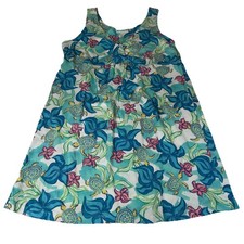 Lulu B Women  s Size XL Summer Dress Sleeveless Tropical Sea Turtles Coastal 4003