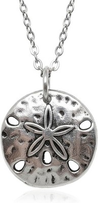 Stainless Steel Sand Dollar Sea Cookie Necklace, Handmade Beach Charm Jewelry