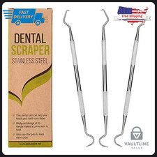 3 Pack Dental Scraper Tool - Stainless Steel Tartar Remover for Teeth and Pets