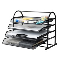 Briefablage Netzstoff Schreibtisch Organizer 4 Ebenen BüRobedarf Schwarz Ablagen