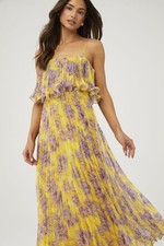 ASTR Makennah Yellow Purple Floral Dress Medium Women’s Summer Floral Dress