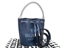 MARC JACOBS The Bucket Leather Crossbody Navy Women  Authentic
