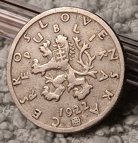 Circulated 1922 50 Heller , Czechoslovakian Vintage Coin