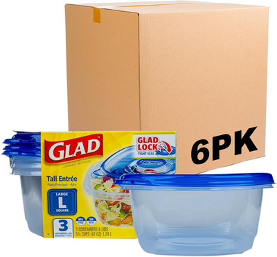 ware Tall Entree Food Storage Containers with Lids, Large Square BPA Free Plasti