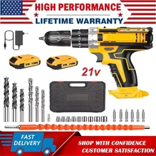 Cordless Brushless Impact Driver Hammer Drill Combo Kit with 2 Battery & Charger