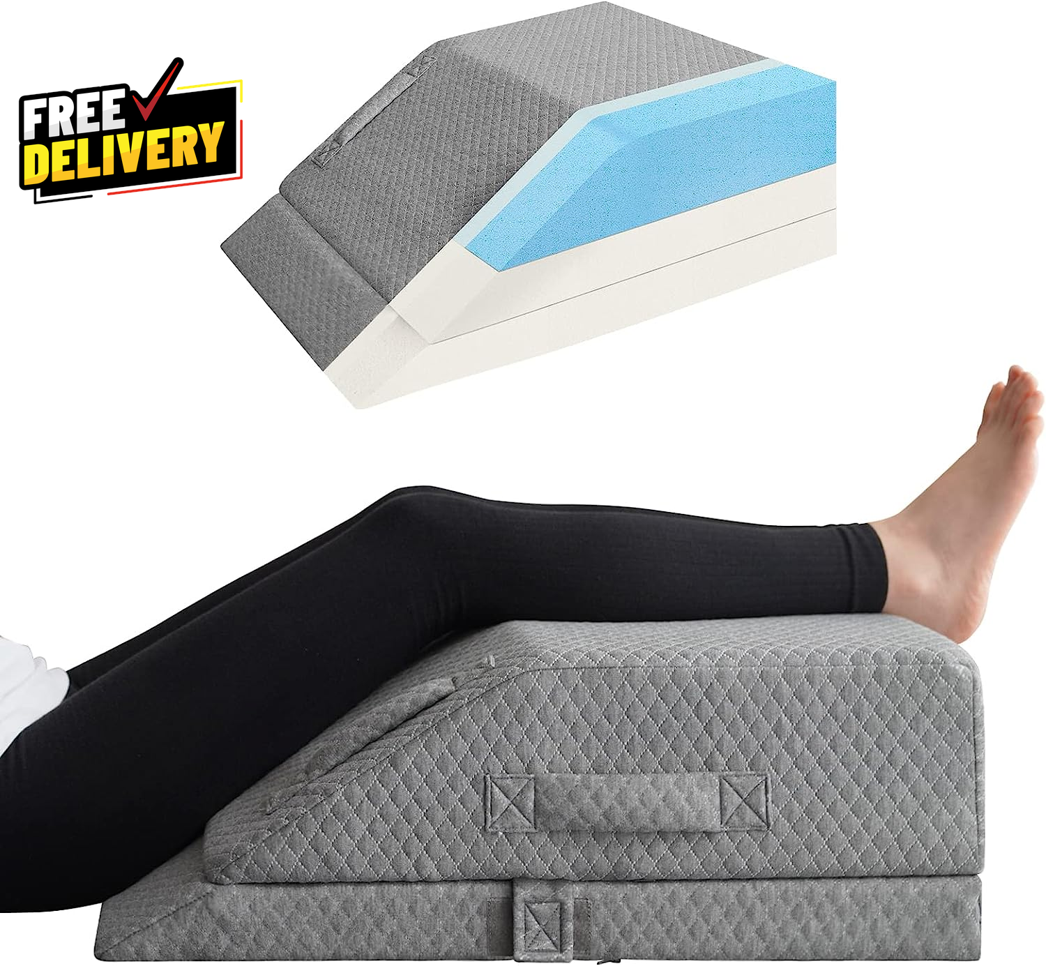 Adjustable Leg Elevation Pillow Cooling Gel Memory Foam Wedge for Pain Relief
