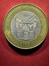 2005 Mexico $100 Peso Estado de Hidalgo Bimetallic XF/AU Light Circulation