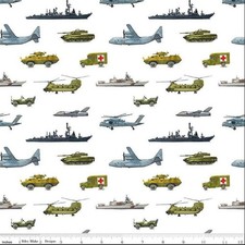 Cotton Letters From Home Military Army White Fabric Print by Yard D303.81