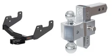 CURT Trailer Hitch Tow Package Class 4 Receiver Alumalite Ball Mount 14021-45363