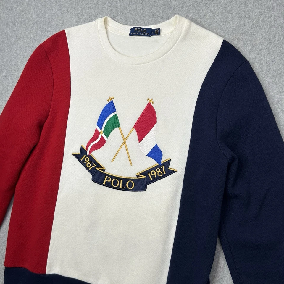 Polo Ralph Lauren Tri-Color Cross Flags Sweatshirt Size Small Crewneck - Image 3 of 4