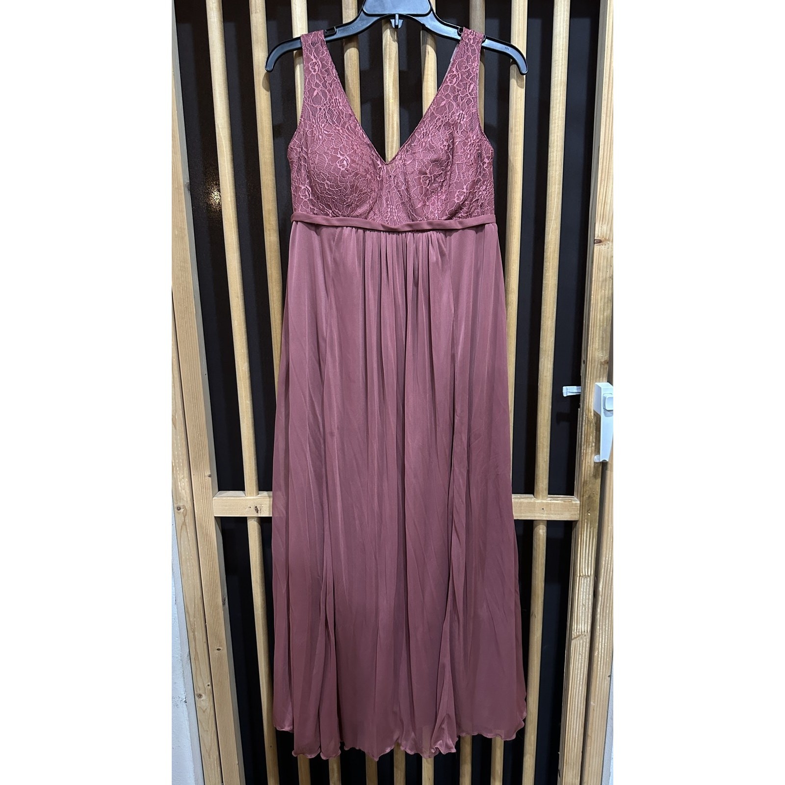 Azazie Dress 14 Dusty Pink Chiffon Maxi Sleeveless Formal Gown Bridal Prom Fairy