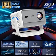 XGODY 8K FHD Smart Projector 650ANSI 30000LM WiFi Bluetooth Home Theater 1080P