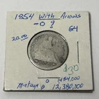 1854 Philadelphia Mint Silver Seated Liberty Quarter with Arrows