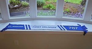 Boeing Knit Winter Scarf 787 First Delivery Blue White Airplane We Fly 1st