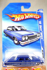 2010 Hot Wheels 161 Hot Auction 3/10 '64 CHEVY IMPALA Blue w/Chrome 5 Spokes
