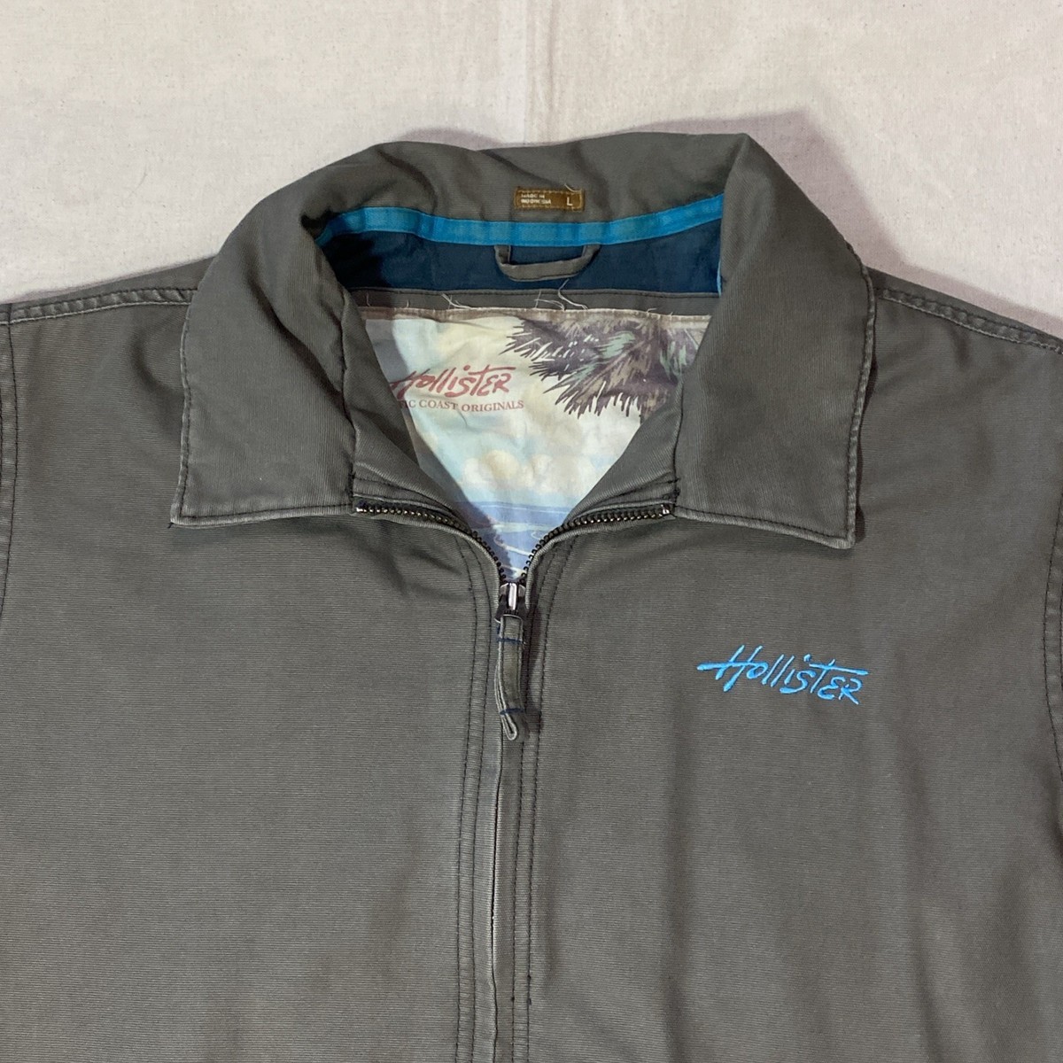 VTG Hollister Y2k Military Jacket Mens Sz XL Canvas Lined Full Zip