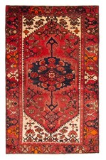 Vintage Red Traditional 4'0" x 6'4" Hand-Knotted Oriental Wool Area Rug