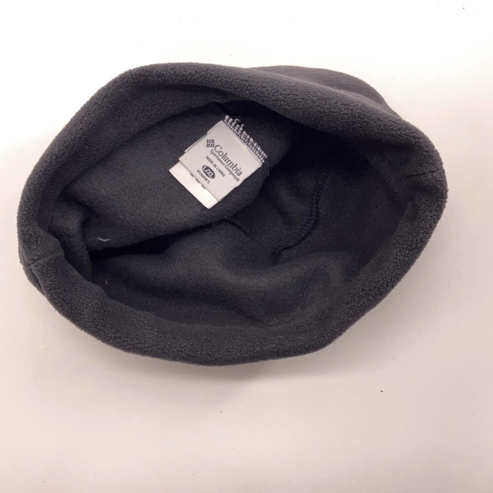 Columbia Womens L/XL Black Round Fleece Hat Gray Flower Vine Pattern - Image 3 of 4