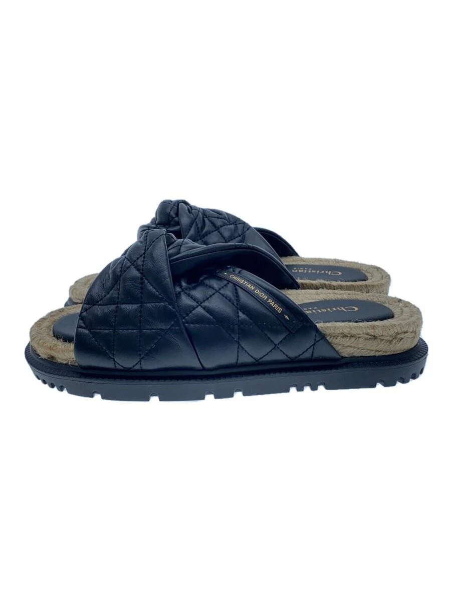 Sandales Christian Dior cuir noir taille 38 D torsadé canage occasion