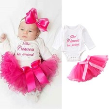 Newborn Baby Girl Outfits Long-sleeved Letter-style Top Princess Chiffon Dress
