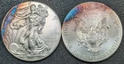 2x 2014 ASE 1oz Silver 999 Fine Blue Toning! - Old Glory C&C Weekly 1c Auction!