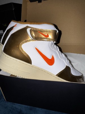 Nike Air Force 1 Mid QS Basketball White / Orange Ale Brown Men Sneaker 11.5 M