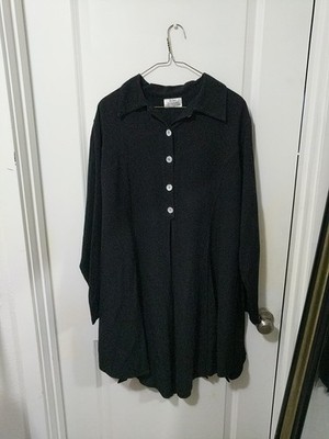 Jules Long Black Over Coat Long Sleeve Button Up Women's XL