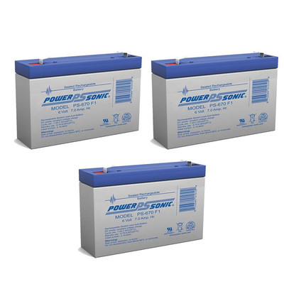 Power-Sonic 6V 7Ah SLA Replacement Battery for Leoch DJW6-7L - 3 Pack