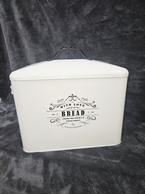 Baie Mason Home Country Farm House Large Metal Bread Box Black & White